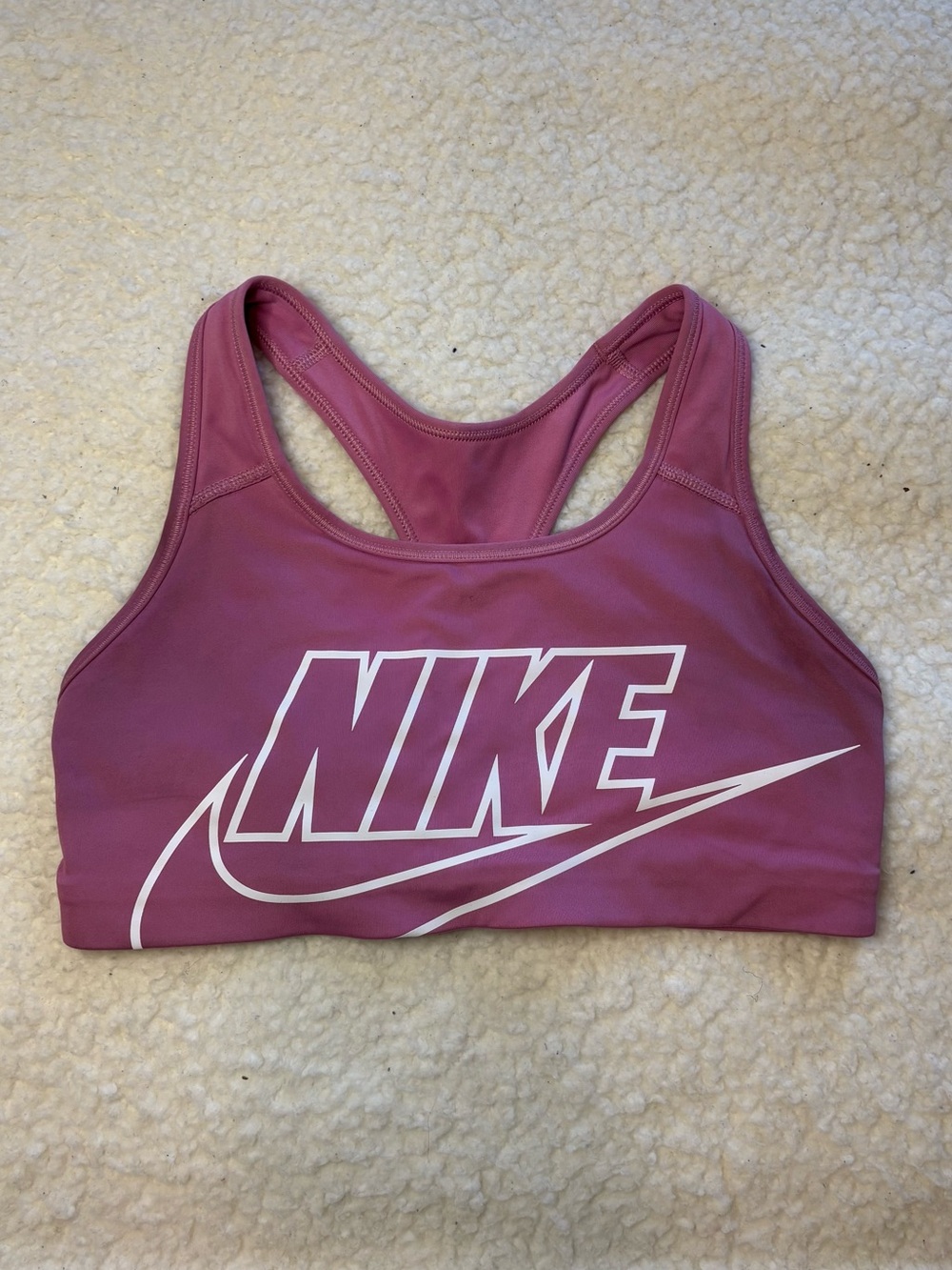 Nike Women Pink Swoosh Graphic Futura Sports Bra